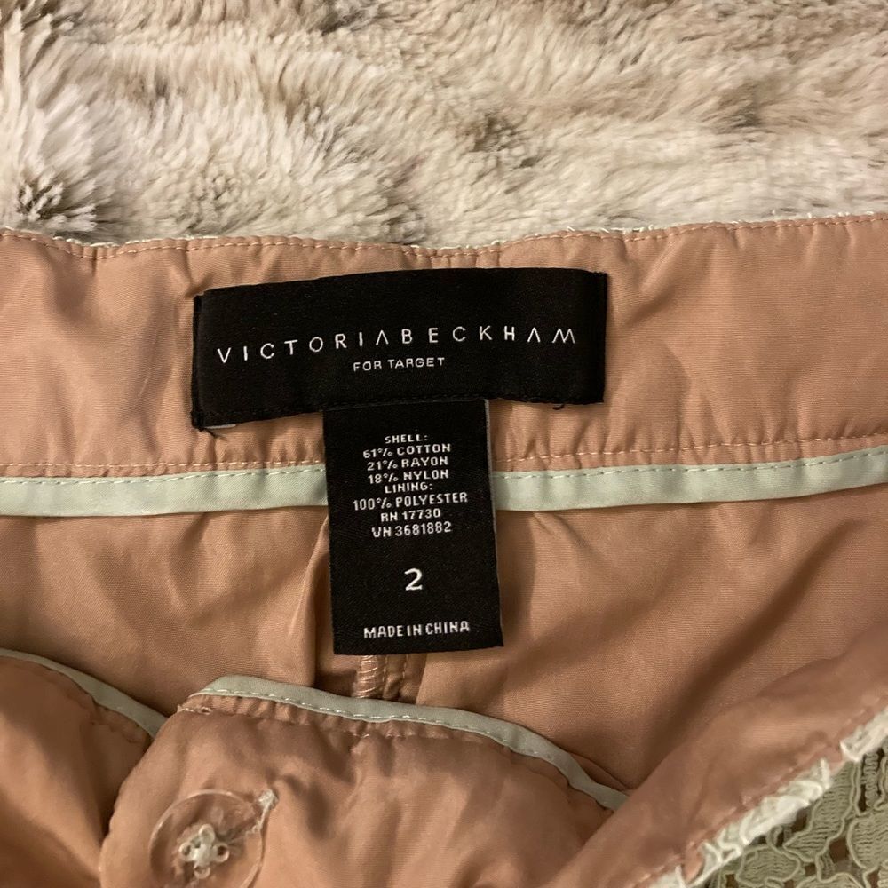 : : VICTORIA BECKHAM for Target Pale Mint Green Lace Shorts with Tan Lining : : - Picture 3 of 11